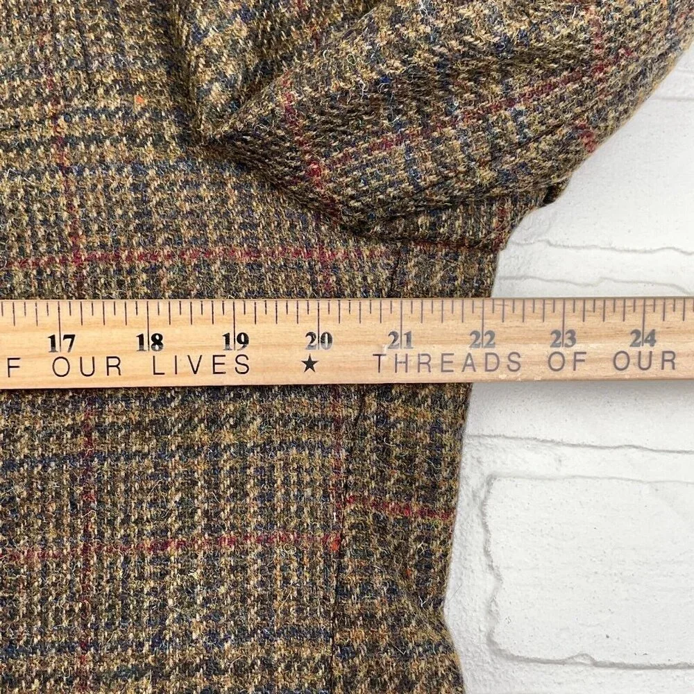 Unbranded Blazer Men 44 Brown Red‎ Plaid Tweed 1 Button Wool VTG Hungary